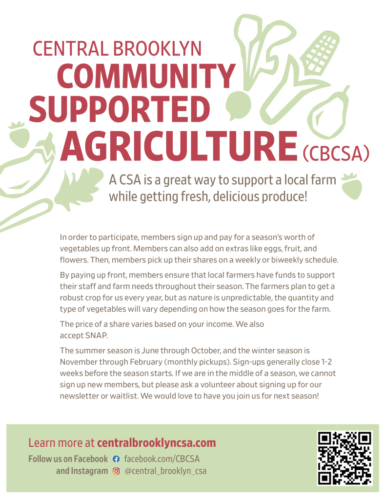 Central Brooklyn CSA flyer in English