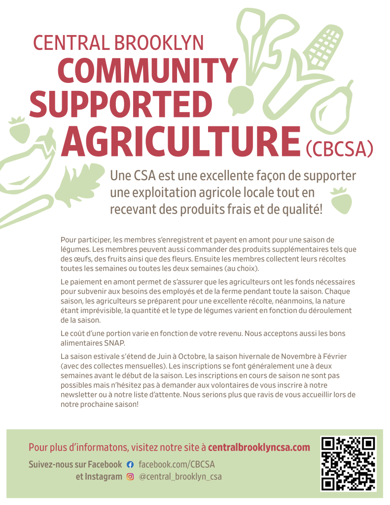 Central Brooklyn CSA flyer in French